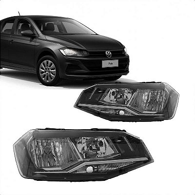 Farol polo virtus volkswagen de 2018 a 2022 lado direito cromado manual com friso e meia luz