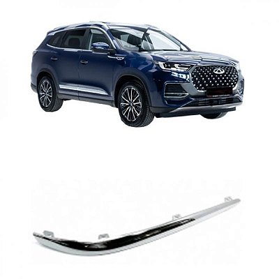 Moldura inferior do para choque tiggo 8 pro chery de 2022 a 2025 dianteiro lado direito cromada