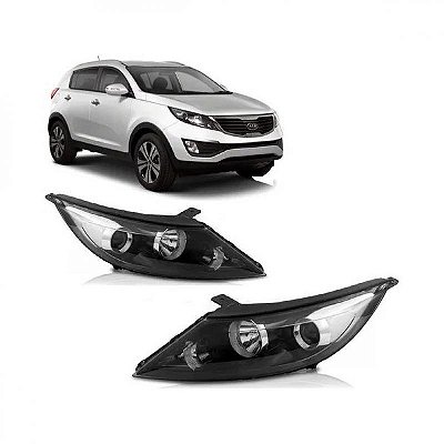 Farol sportage kia de 2011 a 2014 lado direito versão lx elétrico com motor sem LED