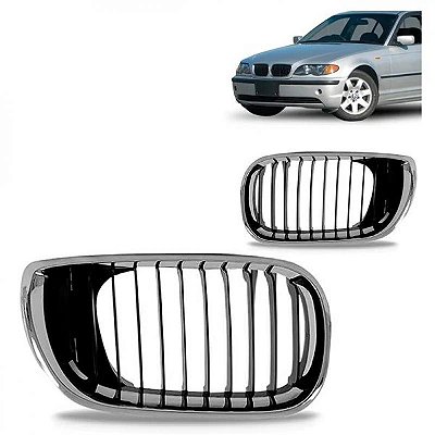 Grade do radiador série 3 bmw de 2002 a 2005 lado esquerdo cromada e preta sedã e cupê