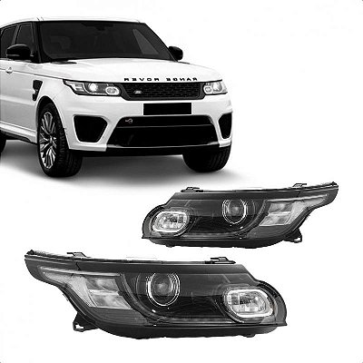 Farol range rover sport land rover de 2014 a 2018 lado direito black com xenon e com reator