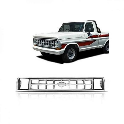 Grade do radiador f1000 ford de 1985 a 1992 prata com aro preto em ABS de alta resistência