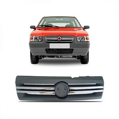 Grade do radiador uno fiat de 2009 a 2013 cinza com friso cromado sem emblema