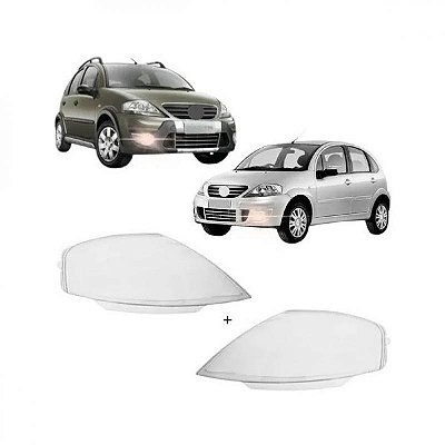 Lente do farol c3 citroën de 2003 a 2012 lado direito