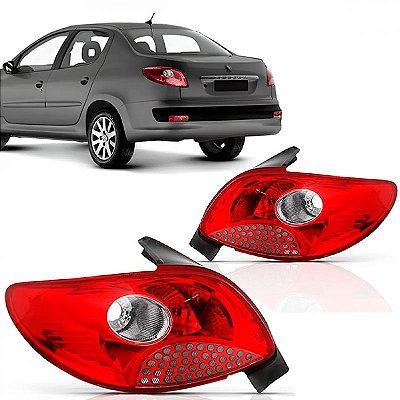 Lanterna 207 peugeot de 2009 a 2011 traseira lado direito borda vermelha ré sedã