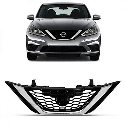 Grade do radiador sentra nissan de 2017 a 2020 preta com friso cromado