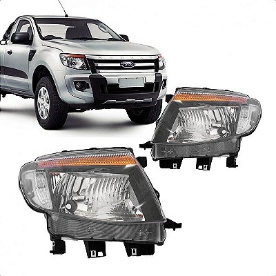Farol ranger ford de 2013 a 2016 lado direito preto manual
