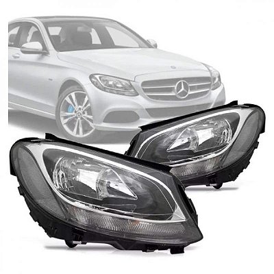 Farol c200 e c180 mercedes benz de 2015 a 2018 lado esquerdo elétrico com LED com motor sem projetor