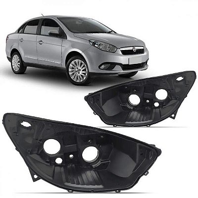 Carcaça de farol grand siena fiat de 2012 a 2022 lado esquerdo