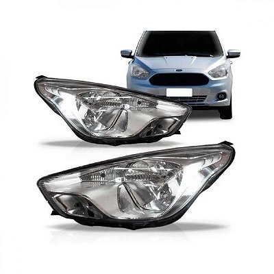 Farol ka ford de 2015 a 2018 lado direito cromado manual