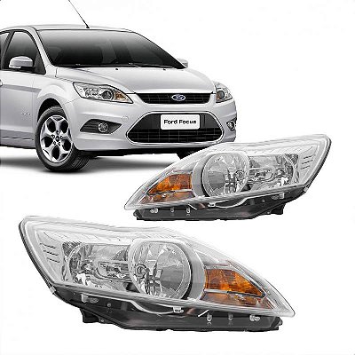 Farol focus ford de 2009 a 2013 lado esquerdo cromado manual