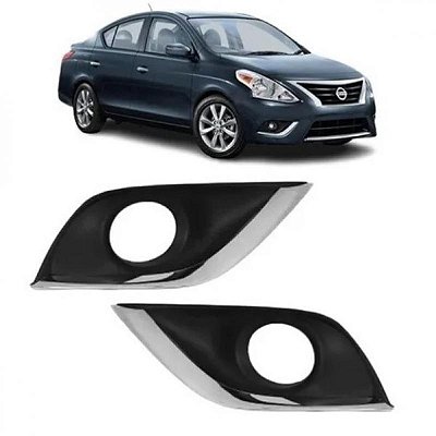 Grade para choque versa nissan de 2015 a 2021 lado esquerdo dianteira cromada com furo