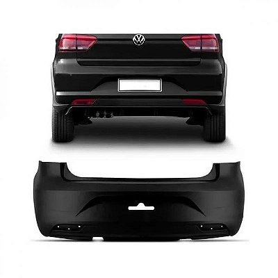 Para choque fox volkswagen de 2015 a 2022 traseiro preto liso e texturizado com furo para refletor
