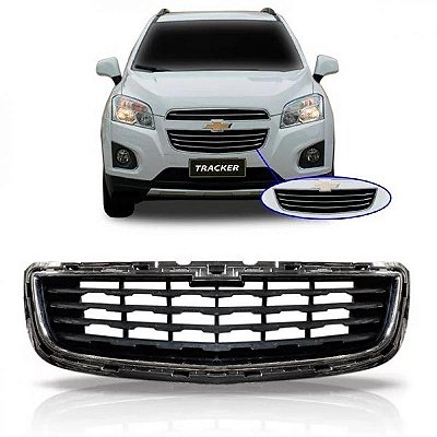 Grade do radiador tracker chevrolet de 2014 a 2016 inferior preta com moldura inferior do para choque cromada
