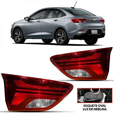 Lanterna onix chevrolet de 2020 traseira do porta malas lado esquerdo sedã sem LED com furo para luz de neblina