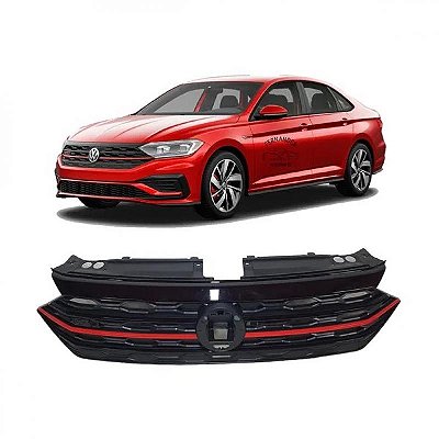 Grade do radiador jetta volkswagen de 2019 a 2022 com friso vermelho versão gli