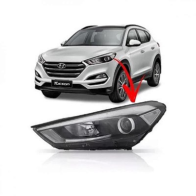 Farol tucson hyundai de 2017 a 2022 lado direito elétrico com motor