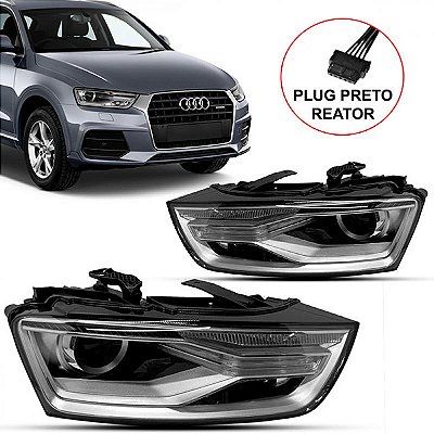 Farol q3 audi de 2015 a 2018 lado esquerdo elétrico com LED com motor com entrada para xenon e 12 pinos