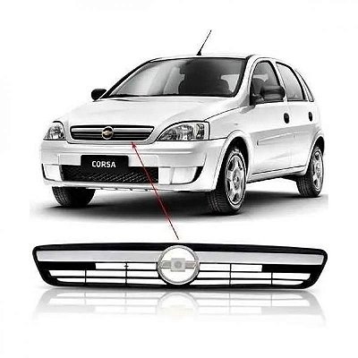 Grade do radiador corsa e montana chevrolet de 2008 a 2012 cinza com friso cromado sem emblema