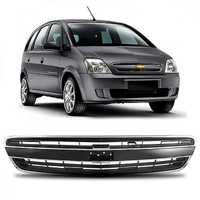 Grade do radiador meriva chevrolet de 2009 a 2012 preta com friso preto e aro cromado