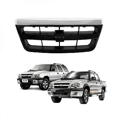 Grade do radiador s10 chevrolet de 2009 a 2011 cromada com moldura inferior para choque suporte e adaptador de 2001 a 2008