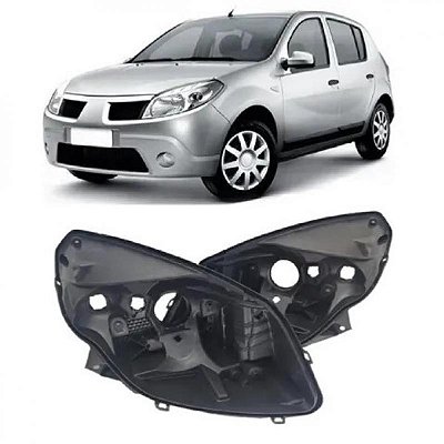 Carcaça de farol sandero renault de 2008 a 2011 lado esquerdo