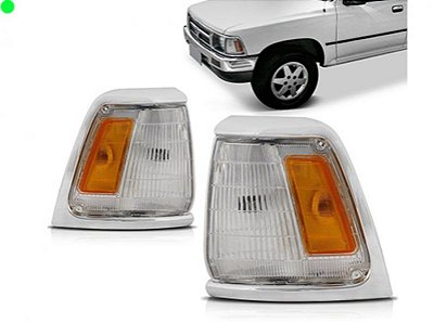Lanterna hilux toyota de 1993 a 2001 dianteira lado esquerdo cristal e âmbar com aro cromado quatro por dois