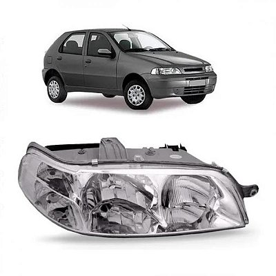 Farol palio e siena fiat de 2001 a 2006 lado esquerdo com carcaça cinza fire