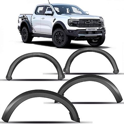 Moldura de para lama do vão de roda ranger raptor ford de 2024 a 2025 conjunto de quatro peças