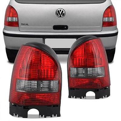 Lanterna gol volkswagen de 1999 a 2005 traseira lado esquerdo fumê carcaça preta ré geração três ponteira para choque