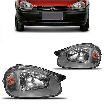 Farol corsa chevrolet de 2000 a 2009 lado direito carcaça preta máscara cinza