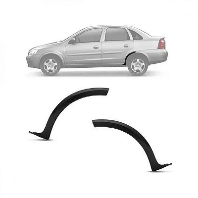 Moldura do paralama no vão da roda corsa chevrolet de 2003 a 2012 traseira lado direito preta sedã