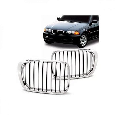 Grade do radiador série 3 bmw de 1999 a 2001 lado esquerdo toda cromada sedan