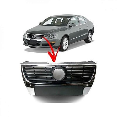 Grade do radiador passat volkswagen de 2006 a 2010 preta com moldura inferior do para choque cromada
