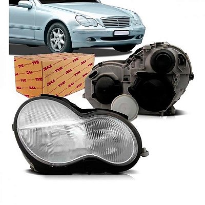 Farol c180 mercedes benz de 2000 a 2002 lado direito lente raiada