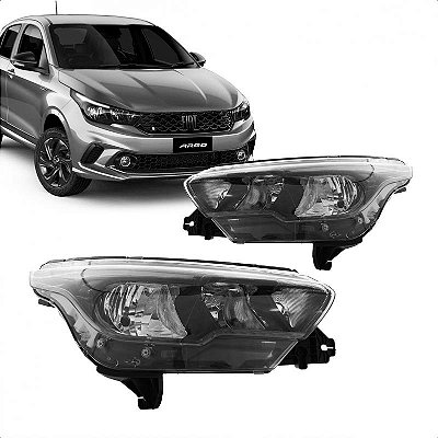 Farol argo e cronos fiat de 2017 a 2024 lado esquerdo cromado manual com LED sem soquete