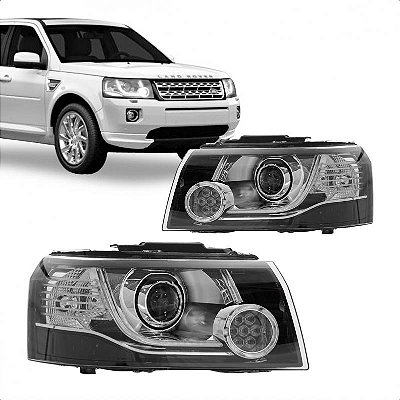 Farol freelander 2 land rover de 2006 a 2013 lado esquerdo preto com LED D3S xenônio
