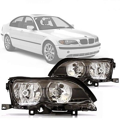 Farol série 3 bmw de 2002 a 2004 lado direito máscara negra sedã
