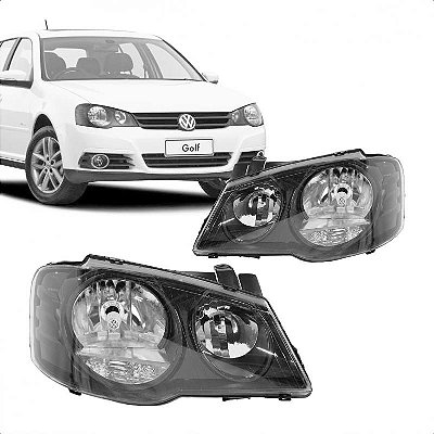Farol golf volkswagen de 2008 a 2013 lado direito fumê escuro com anel preto