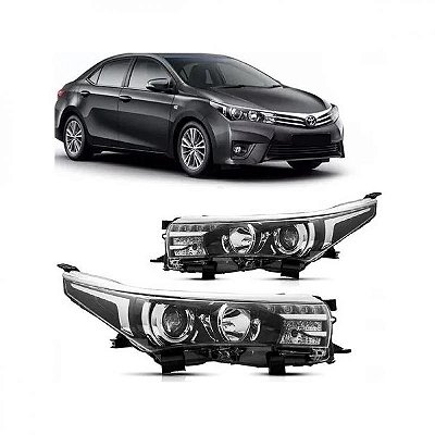 Farol corolla toyota de 2014 a 2017 lado direito cromado com LED e projetor