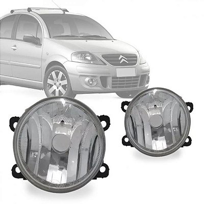 Farol auxiliar c3 citroën de 2009 a 2012 e 307 peugeot de 2007 a 2010 lado direito e lado esquerdo lente de policarbonato