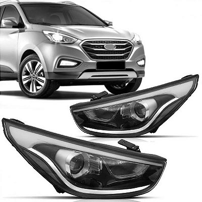 Farol ix35 hyundai de 2016 a 2022 lado esquerdo elétrico e manual com LED