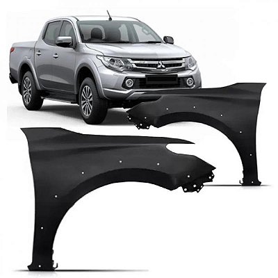 Para lama triton l200 sport mitsubishi de 2017 a 2025 lado esquerdo black piano com furo e moldura inferior para choque sem furo