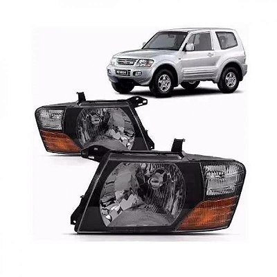 Farol pajero full mitsubishi de 2001 a 2002 lado esquerdo preto