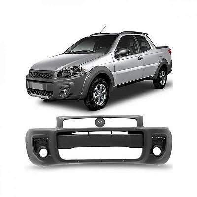 Para choque strada fiat de 2014 a 2020 dianteiro cinza escuro working com furo