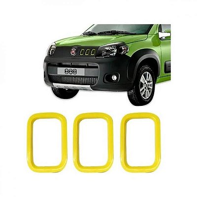 Moldura inferior para choque e grade uno e fiorino fiat de 2011 a 2014 frontal borda vermelha três peças