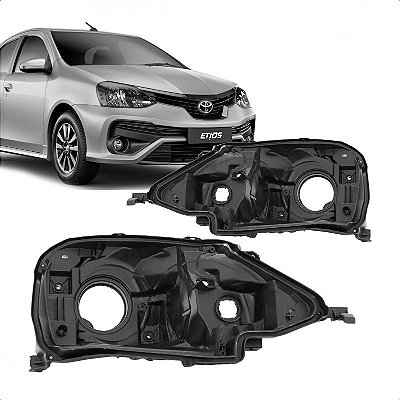 Carcaça de farol etios toyota de 2012 a 2021 lado direito preta