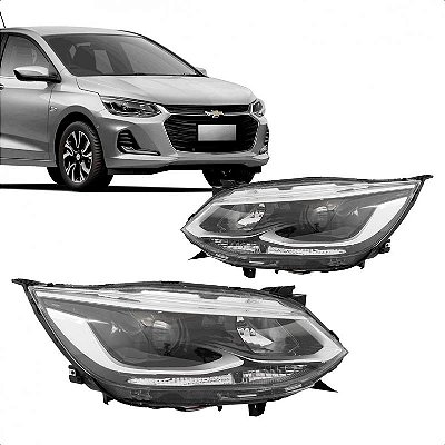 Farol onix chevrolet de 2020 a 2025 lado esquerdo cromado elétrico com projetor