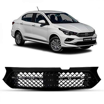 Grade do radiador cronos fiat de 2021 a 2022 preta com logotipo em letras