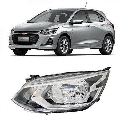 Farol onix chevrolet de 2020 a 2025 lado esquerdo cromado elétrico com motor sem LED sem projetor